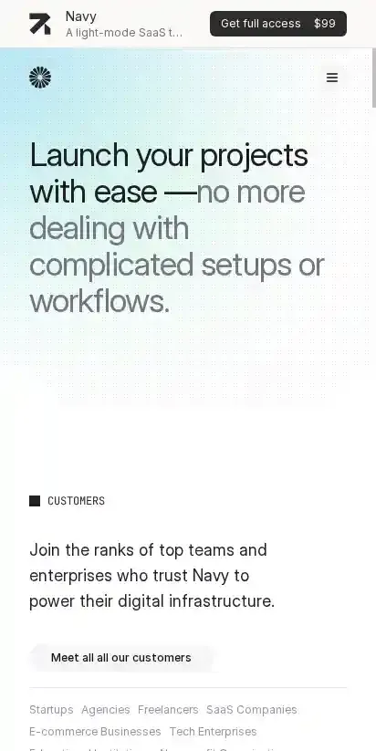 Navy home page on mobile