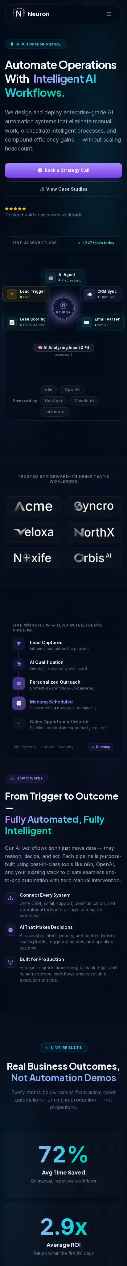 Neuron home page on mobile