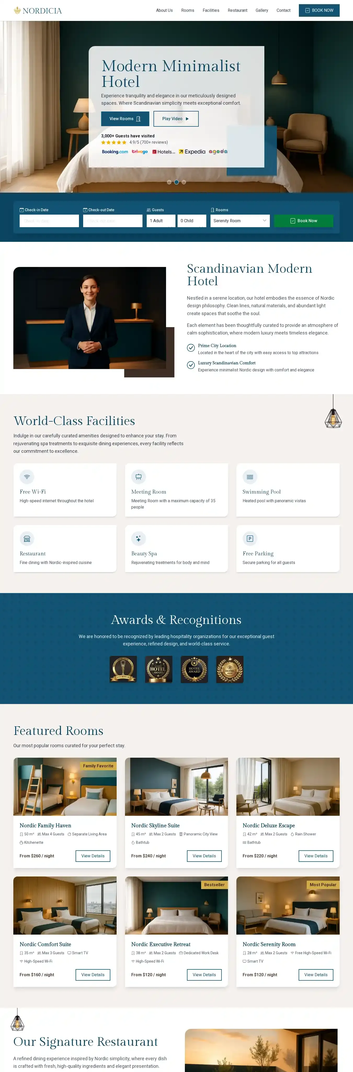 Nordicia home page on desktop