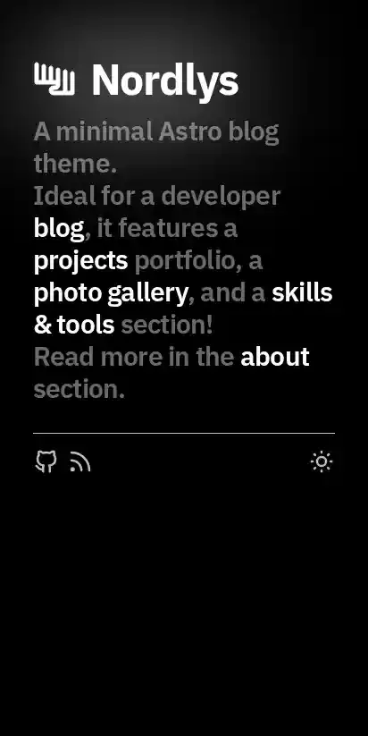 Nordlys home page on mobile