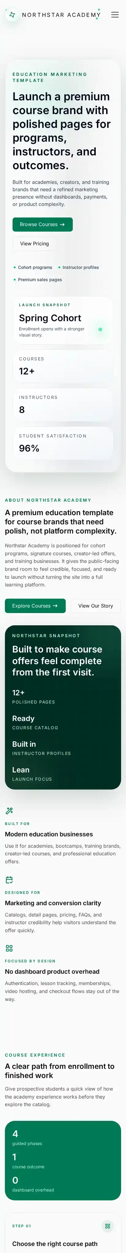 Northstar home page on mobile