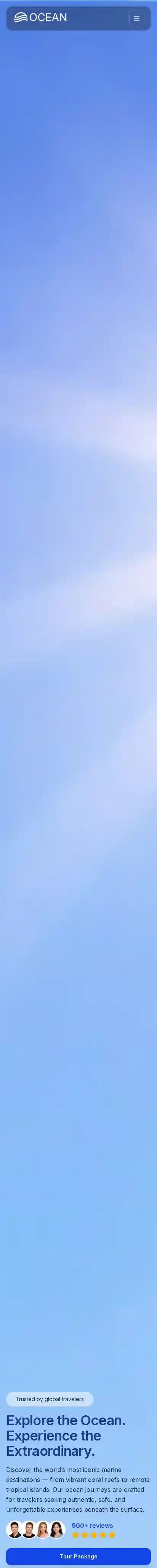 Ocean home page on mobile