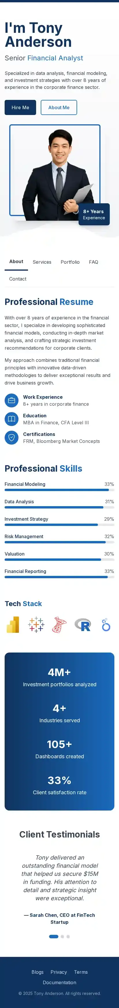 Persona home page on mobile
