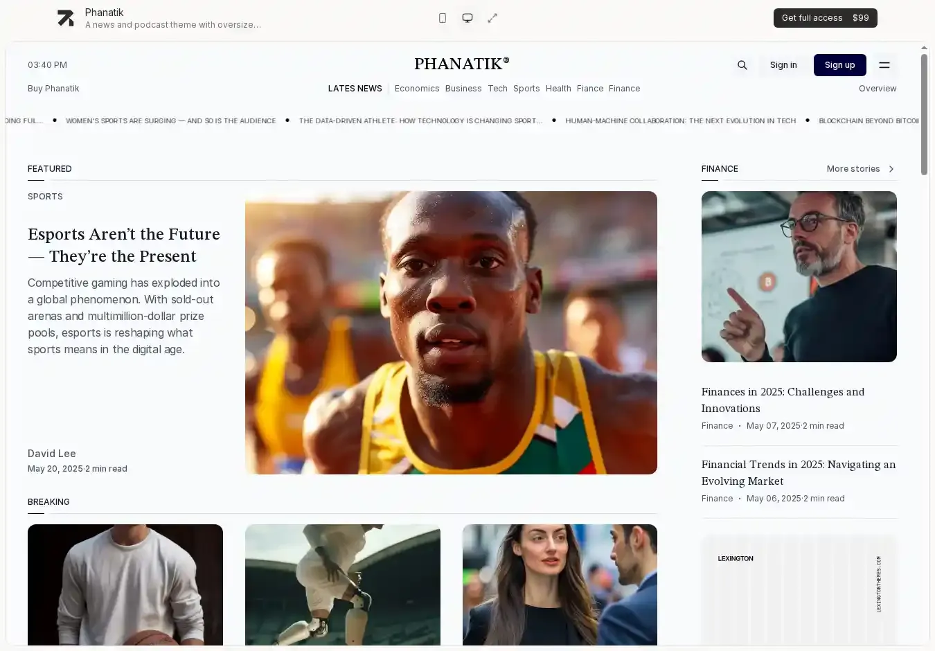 Phanatik Astro + Sanity CMS home page on desktop