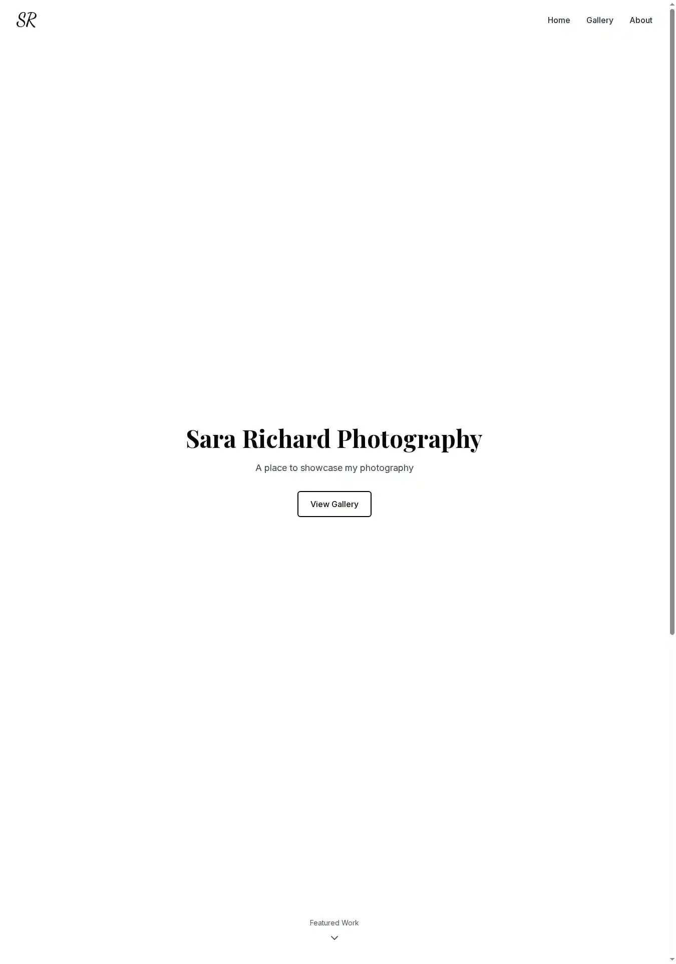 Minimalistic Photography Portfolio home page on desktop