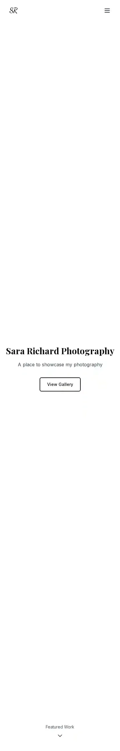 Minimalistic Photography Portfolio home page on mobile