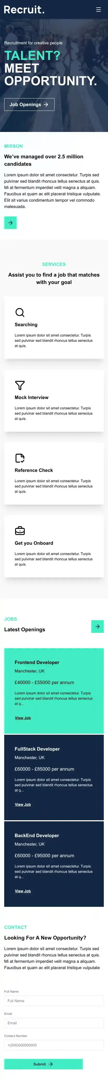 Recruit home page on mobile