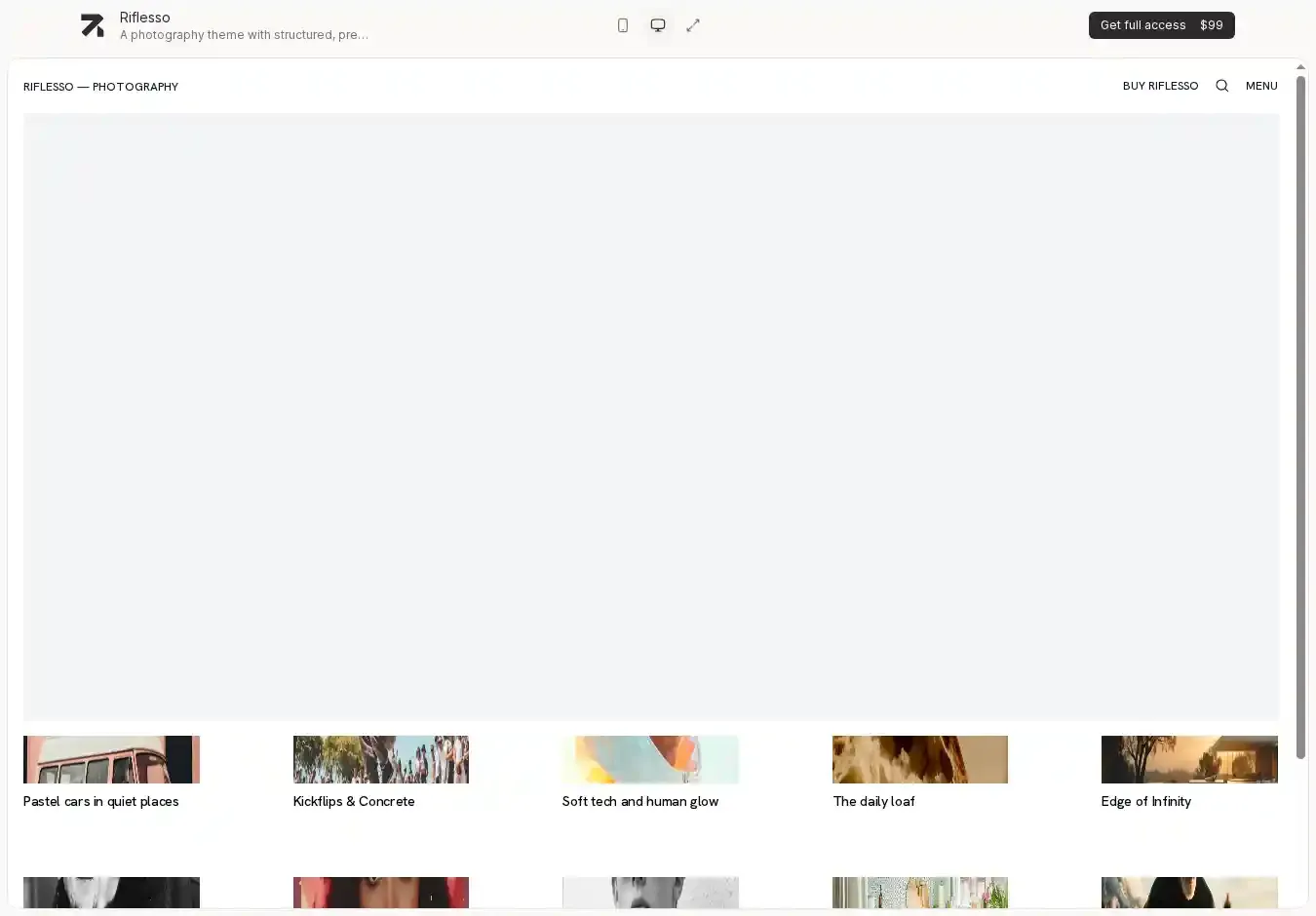 Riflesso Astro + Sanity CMs home page on desktop