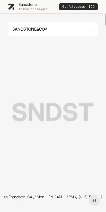 Sandstone Astro + Sanity CMS home page on mobile