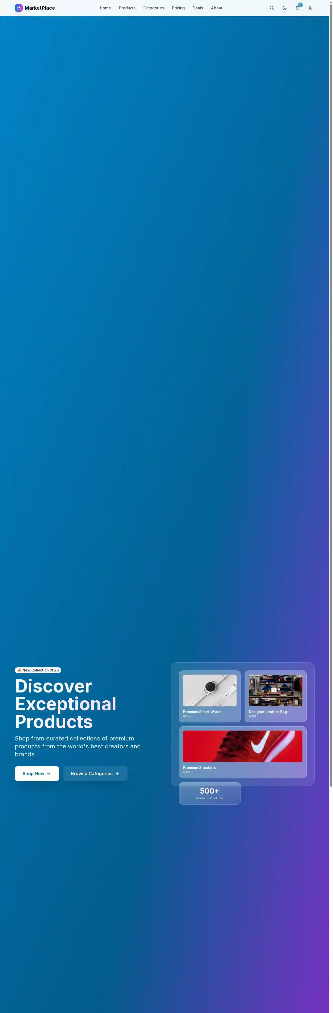 ShopVerse home page on desktop