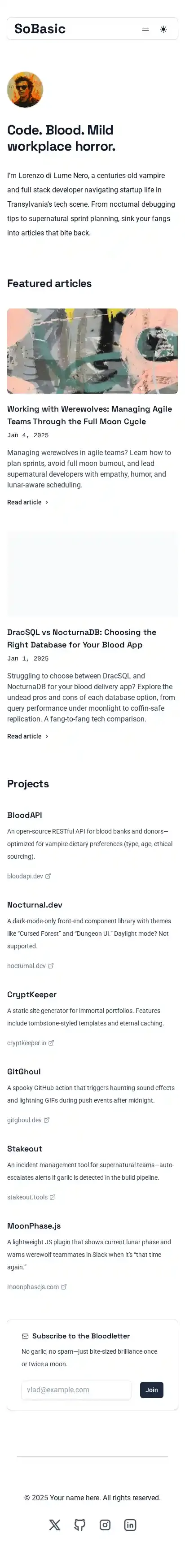 So Basic home page on mobile