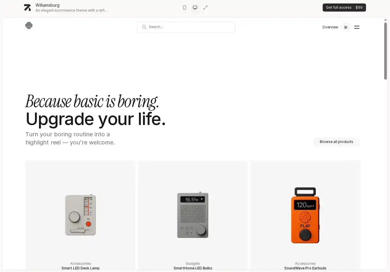 Williamsburg Astro + Sanity CMs home page on desktop