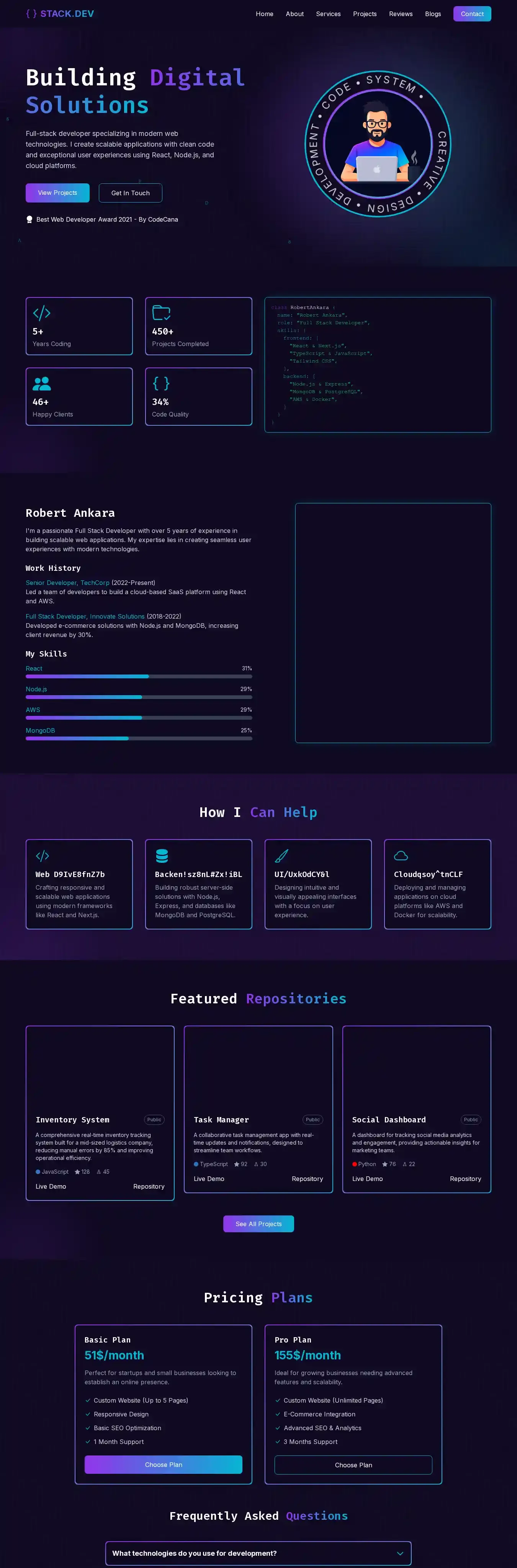 Stack home page on desktop
