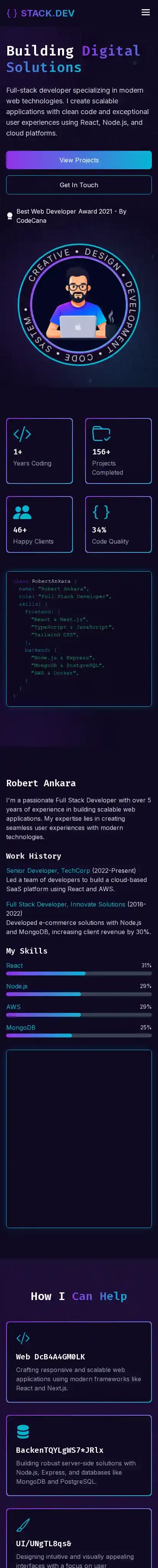 Stack home page on mobile