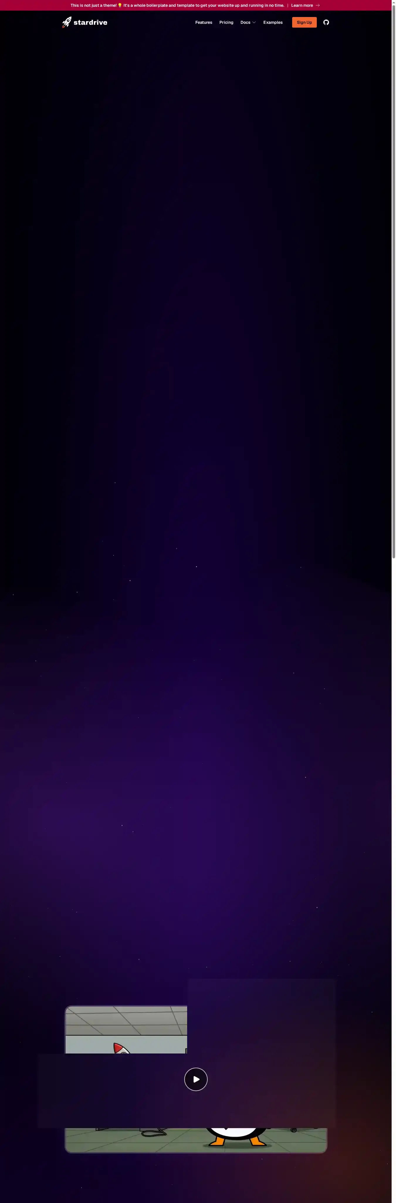 Stardrive home page on desktop