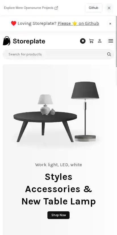 Storeplate home page on mobile