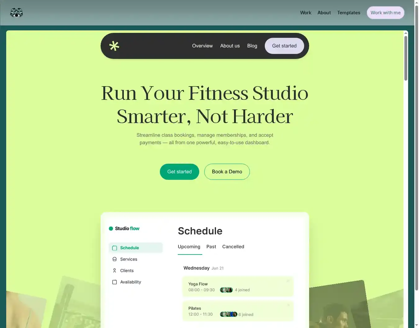 Studio Flow home page on desktop