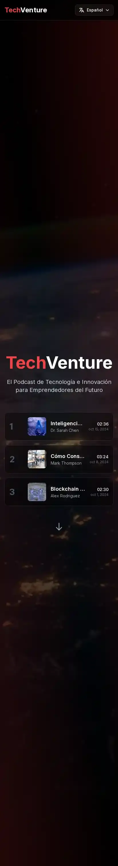 TechVenture home page on mobile