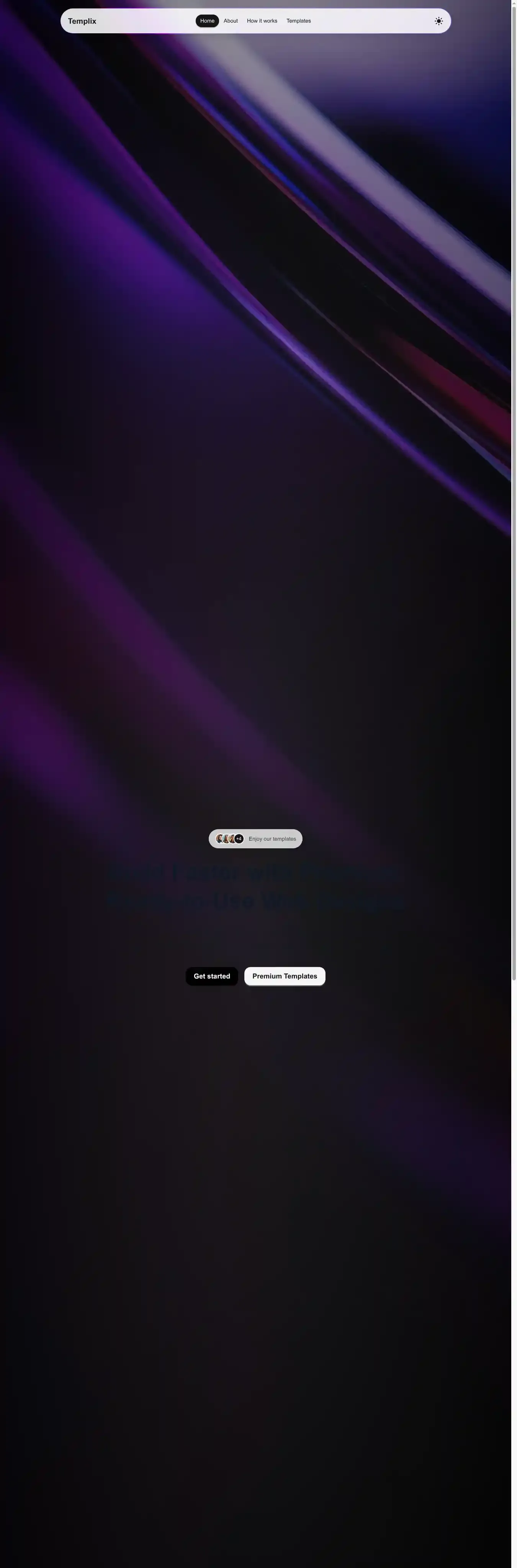 Templix home page on desktop