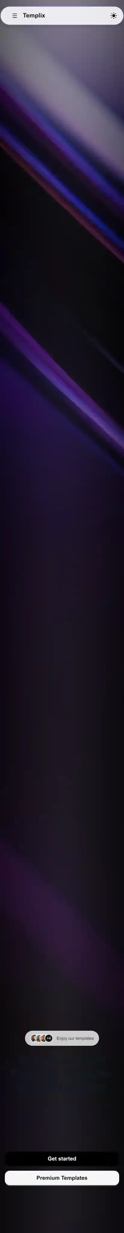 Templix home page on mobile
