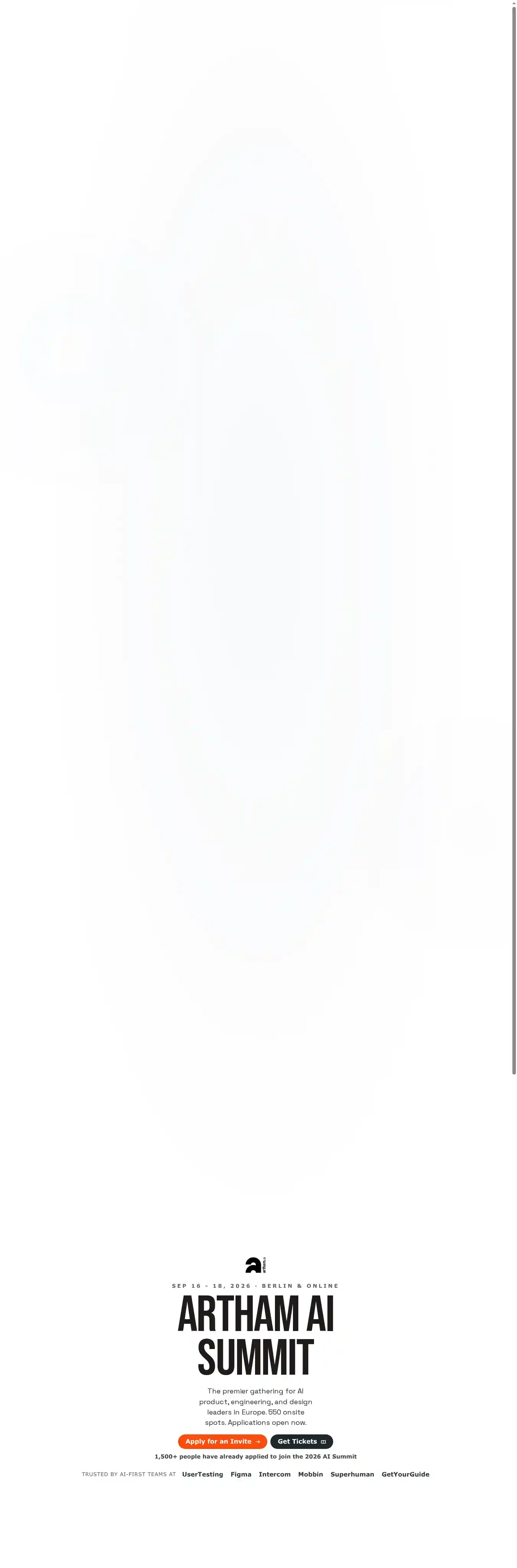 The Artham Summit home page on desktop