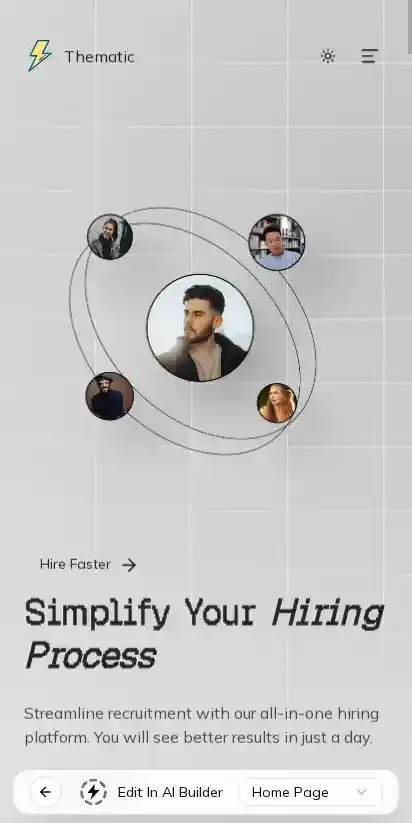 Thematic home page on mobile