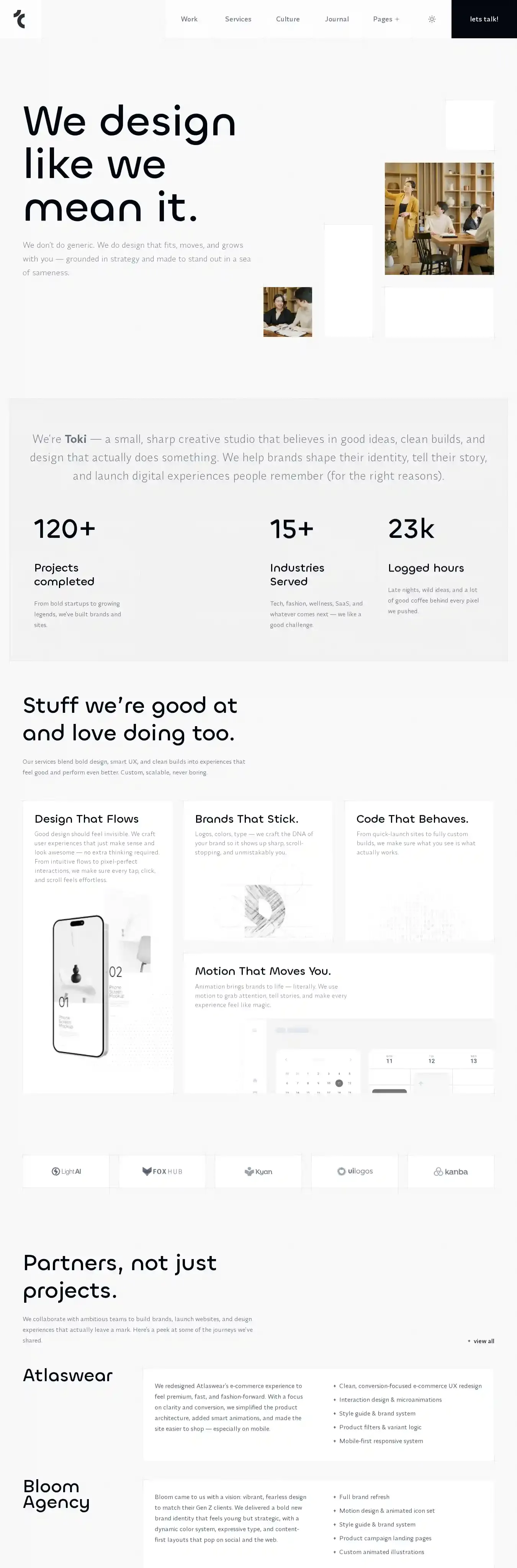Toki home page on desktop