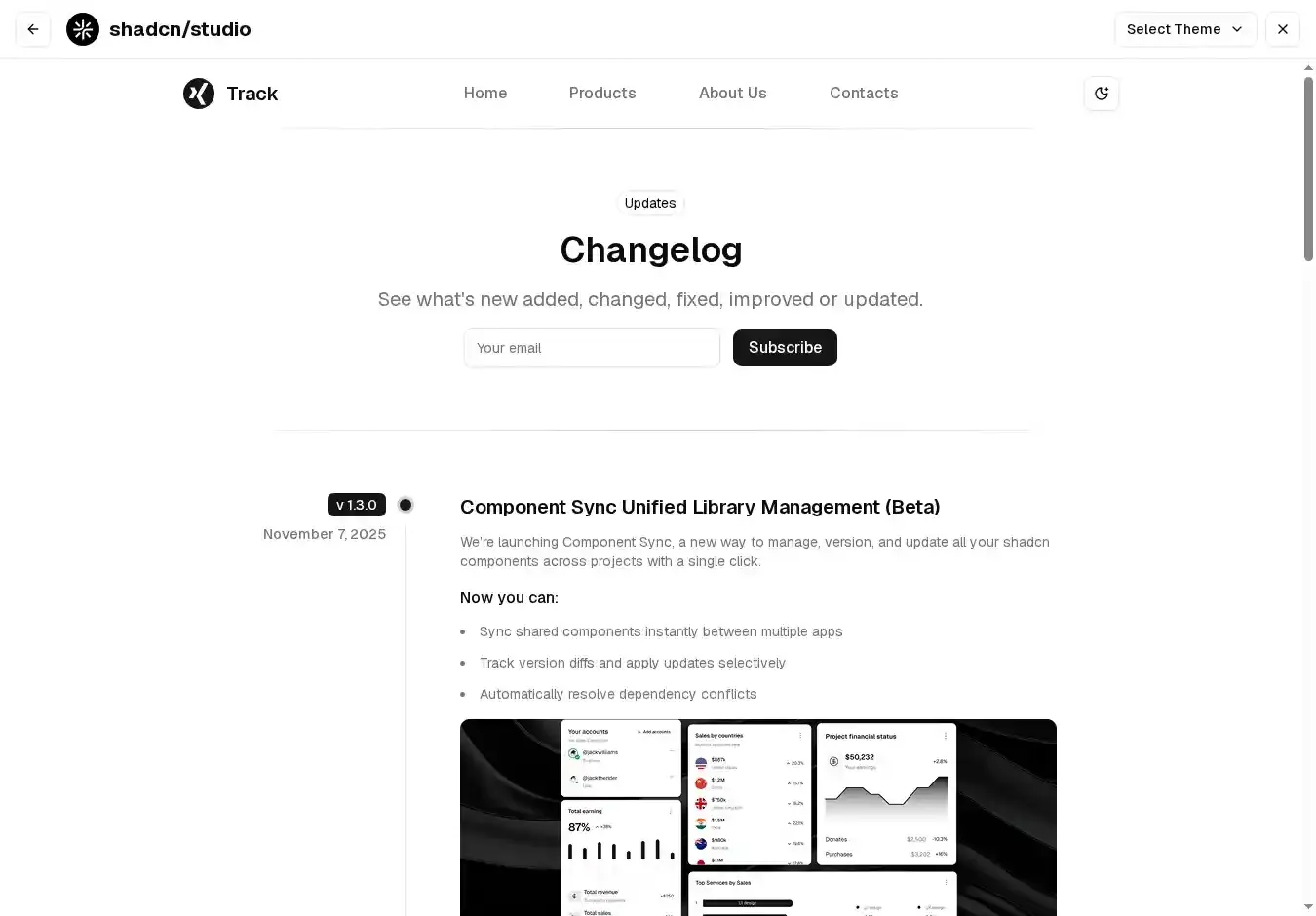 Track home page on desktop