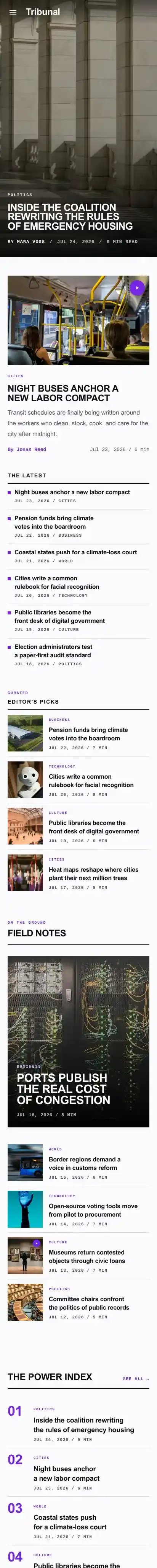 Tribunal home page on mobile