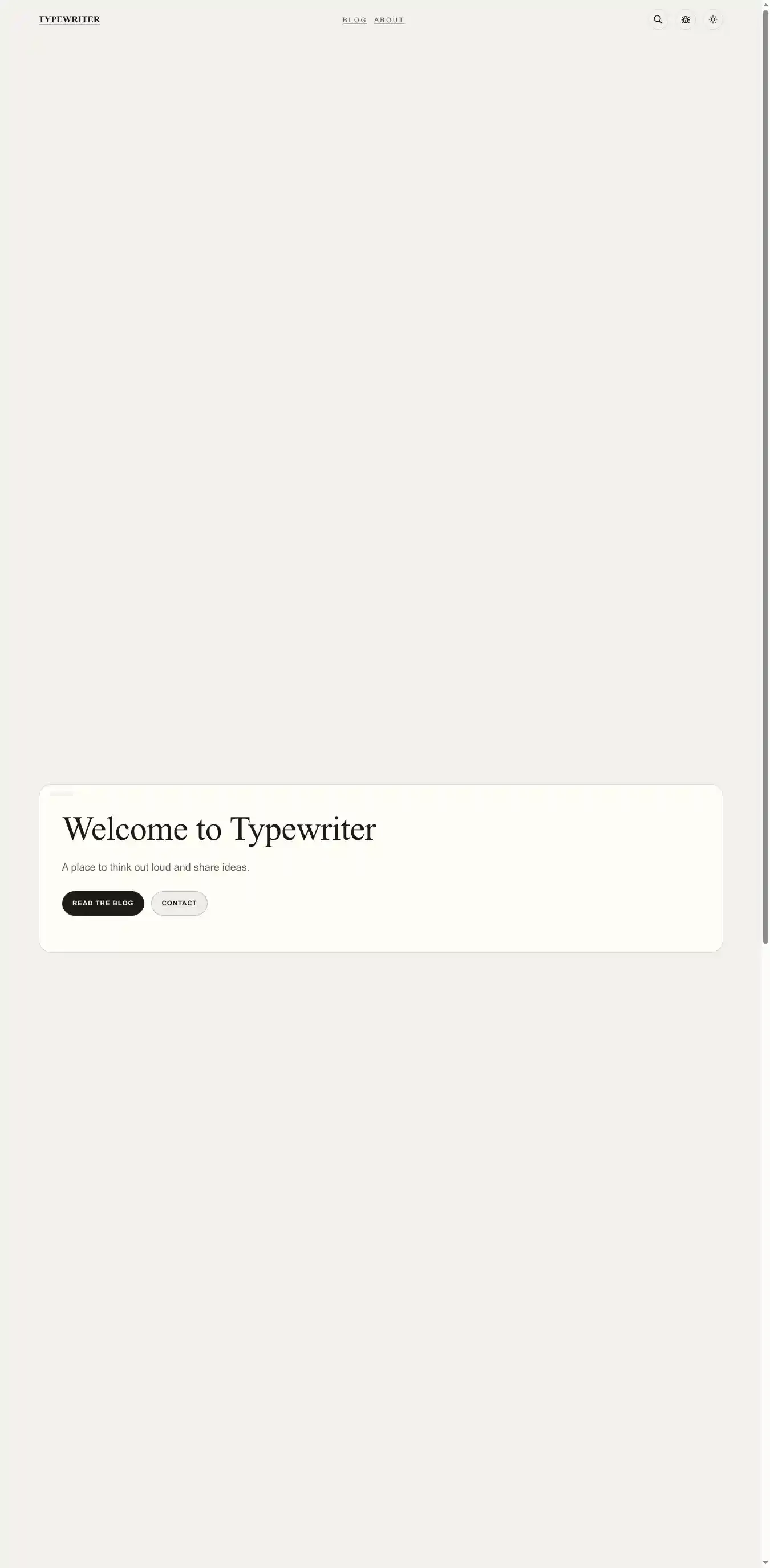 Typewriter home page on desktop