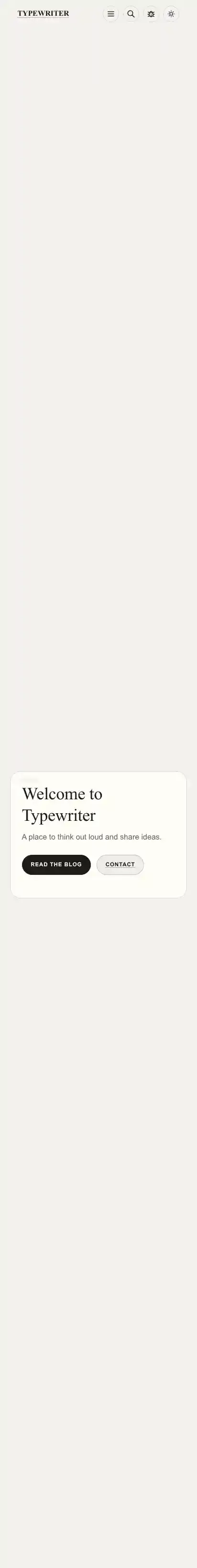 Typewriter home page on mobile