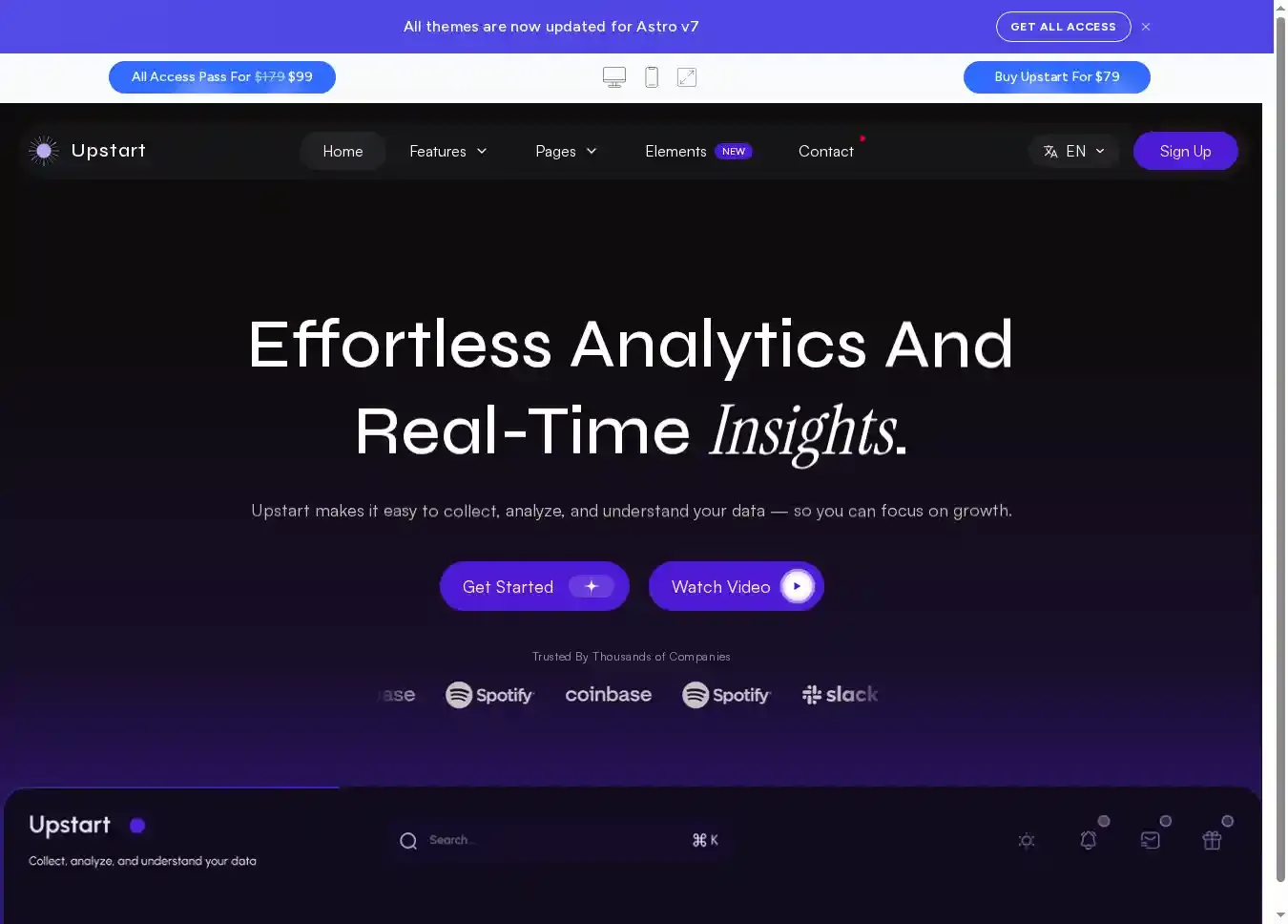 Upstart home page on desktop