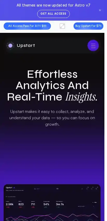 Upstart home page on mobile