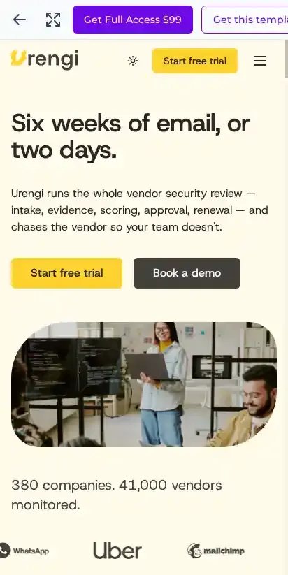 Urengi home page on mobile