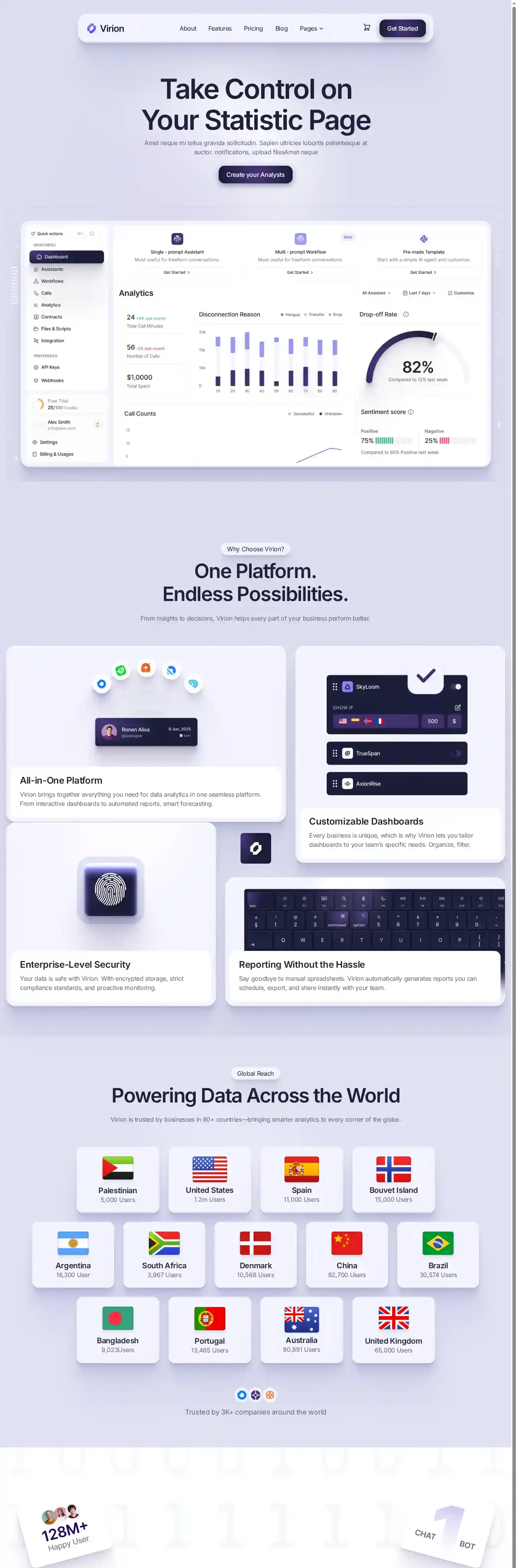 Virion home page on desktop
