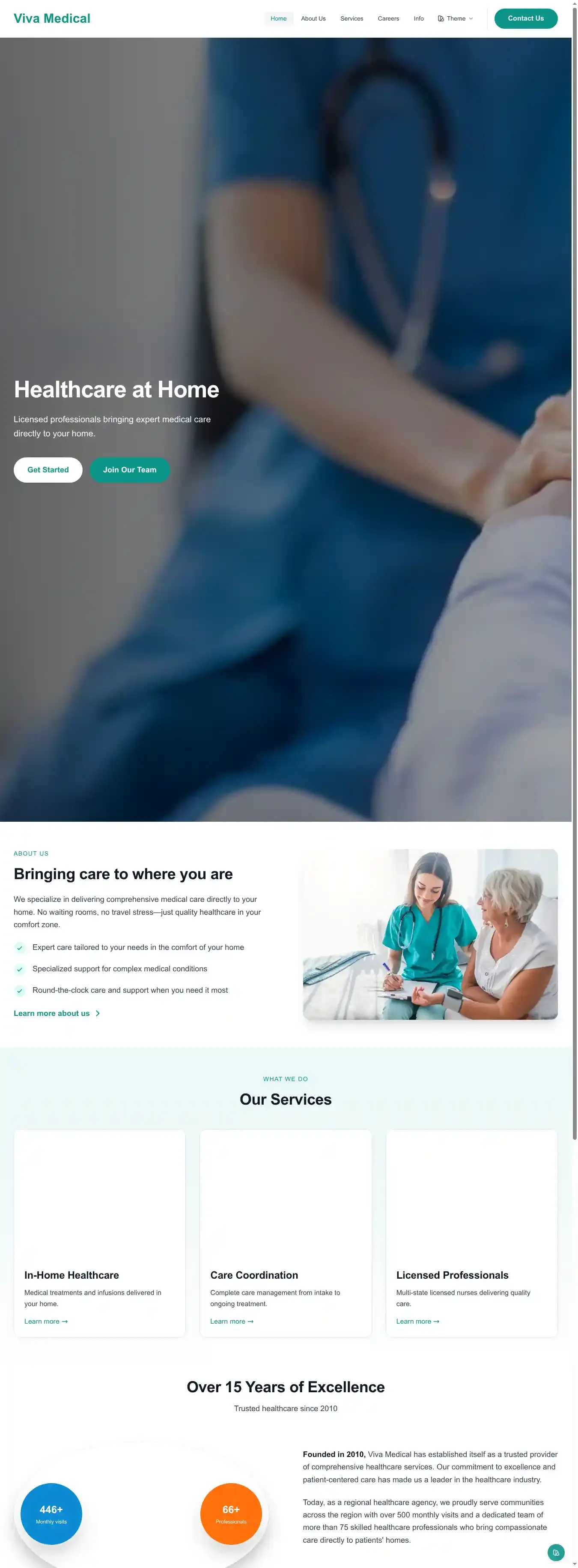 Viva Medical home page on desktop