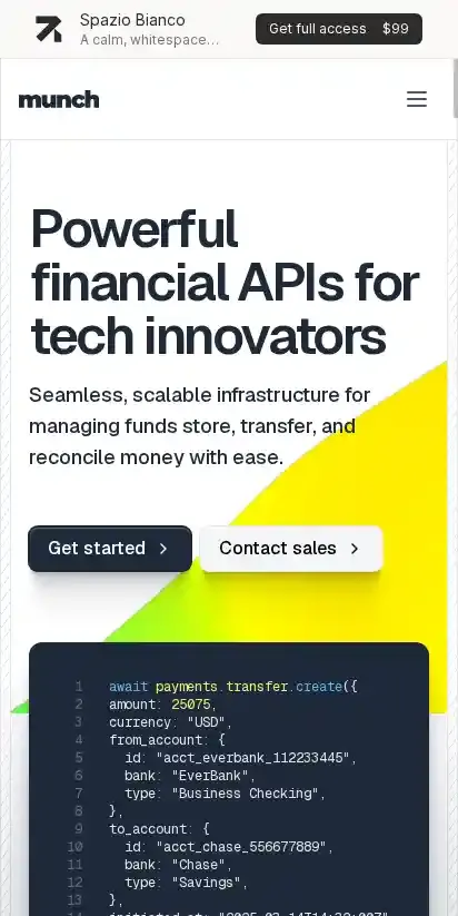 Spaziobianco Astro + Sanity CMs home page on mobile
