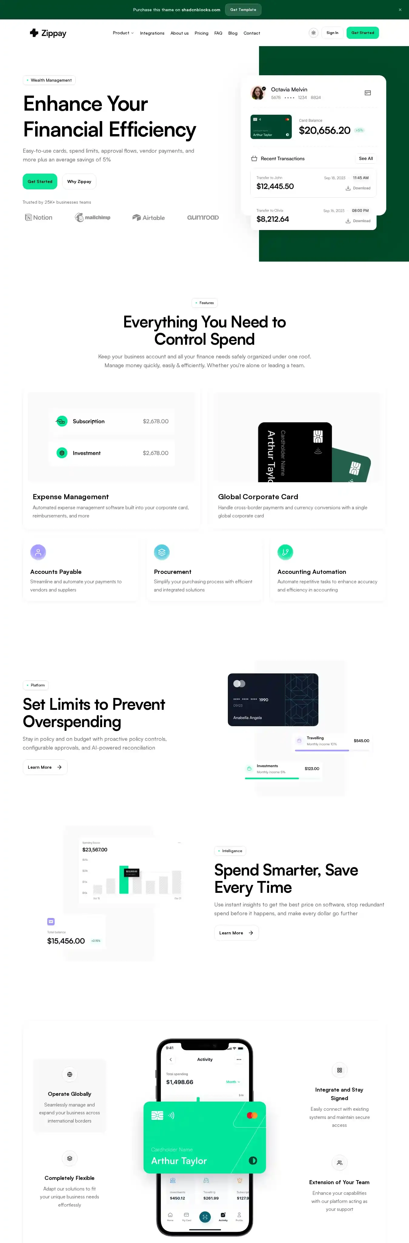 Zippay home page on desktop