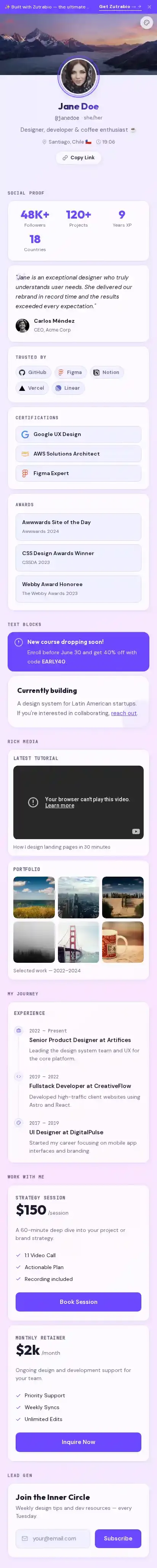 Zutrabio home page on mobile