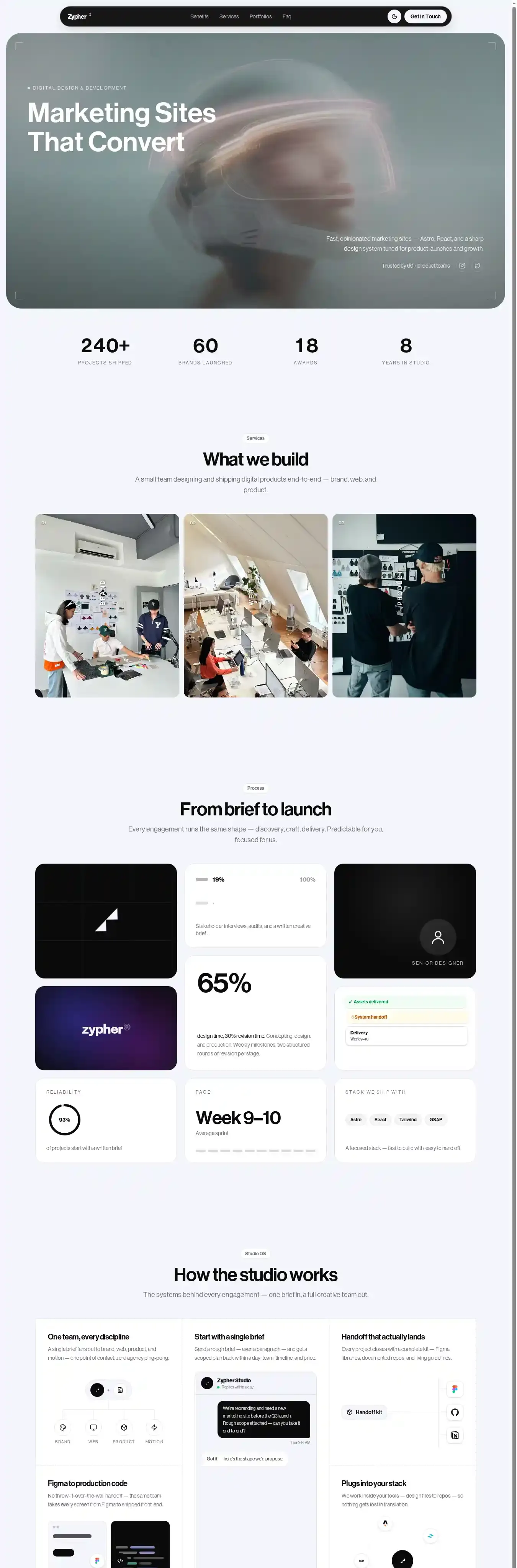 Zypher — Agency home page on desktop
