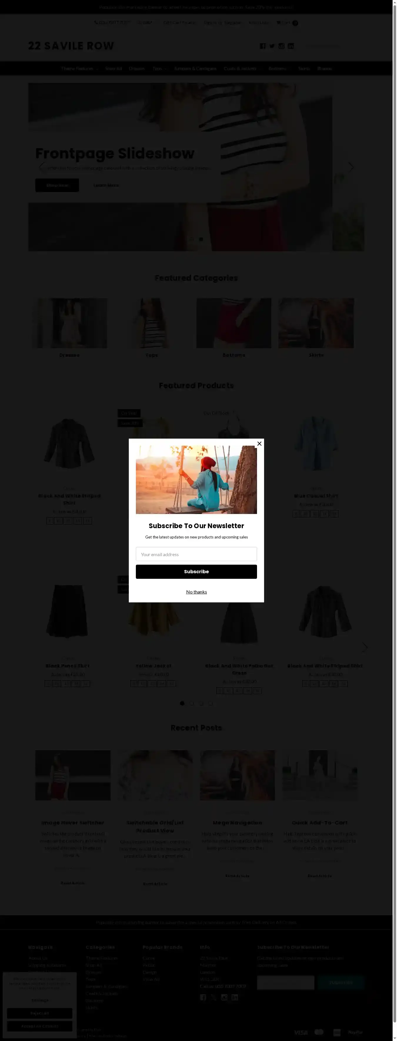 22 Savile Row Contemporary home page on desktop