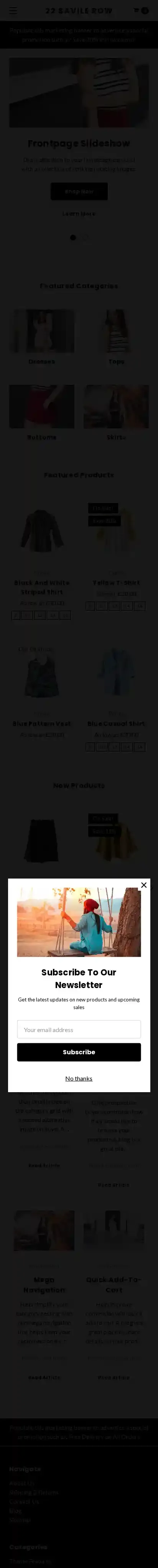 22 Savile Row Contemporary home page on mobile
