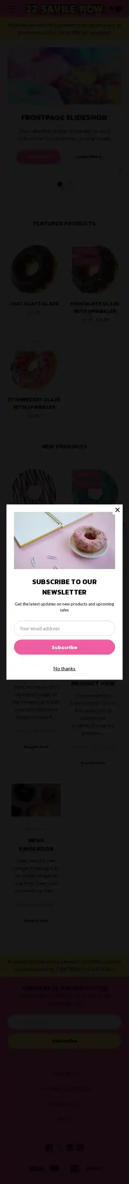 22 Savile Row Contrast home page on mobile