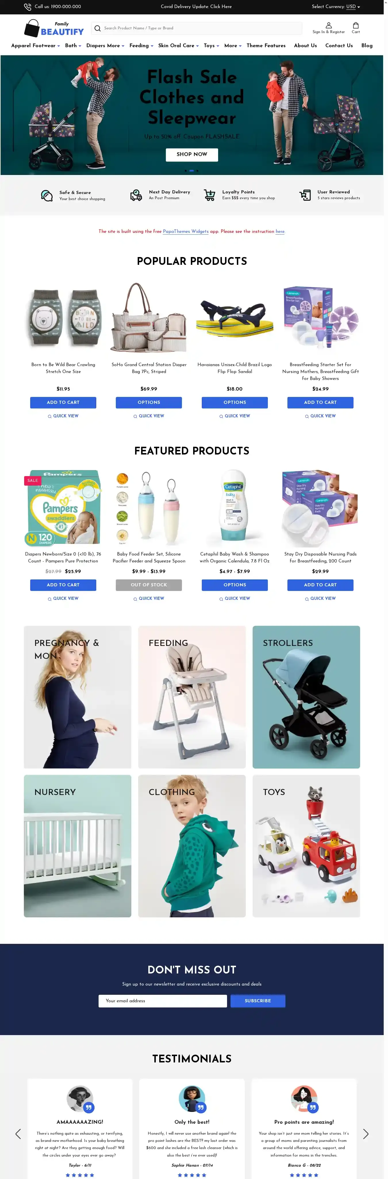 Beautify Family home page on desktop