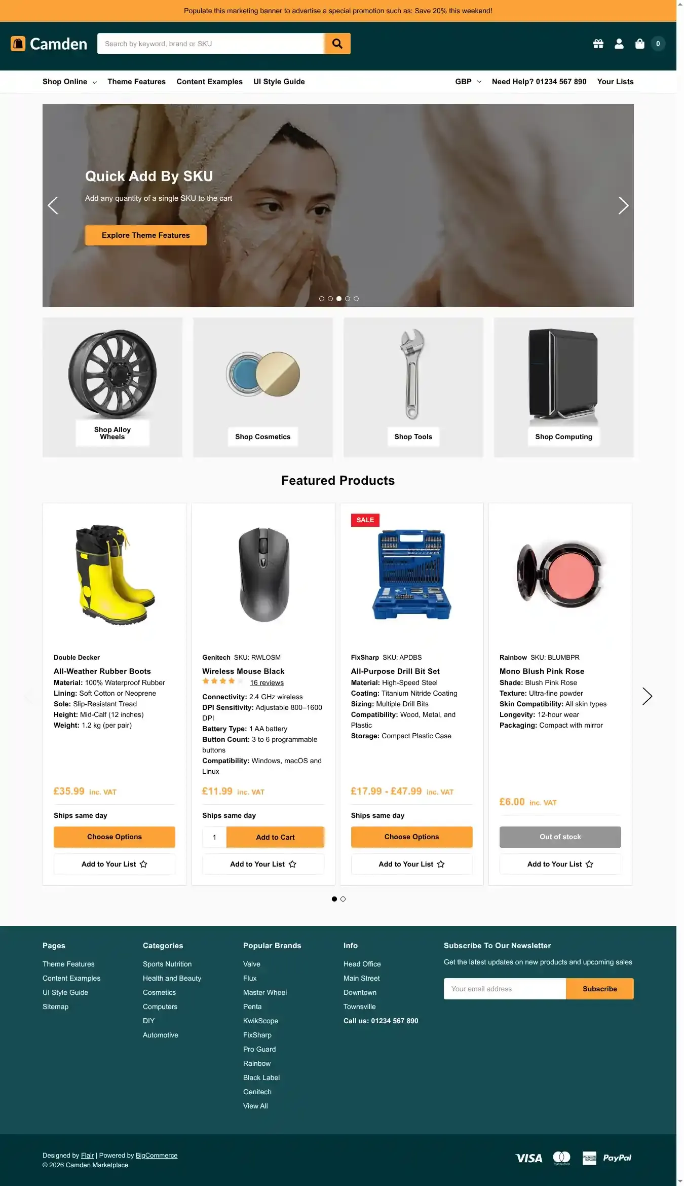 Camden Marketplace home page on desktop