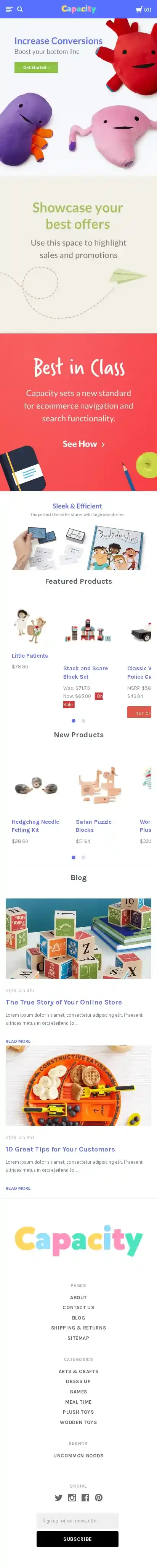 Capacity Bright home page on mobile