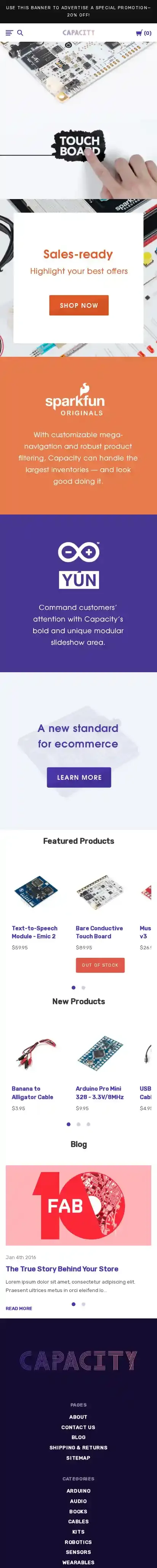Capacity Cool home page on mobile