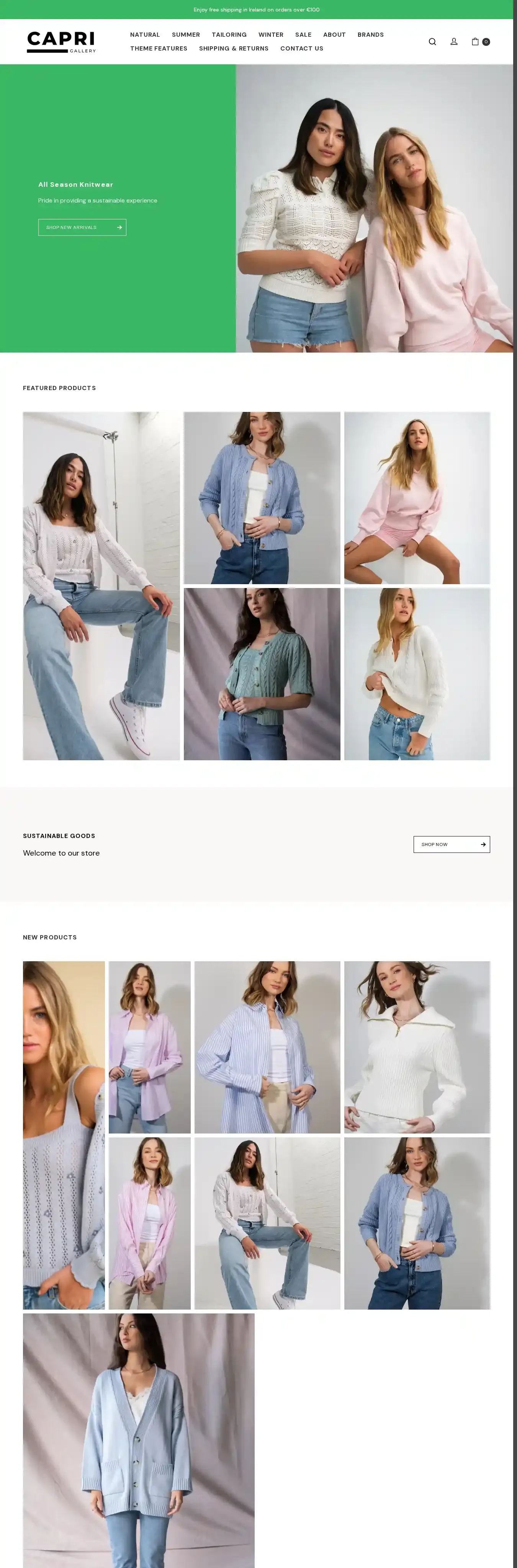 Capri Gallery home page on desktop