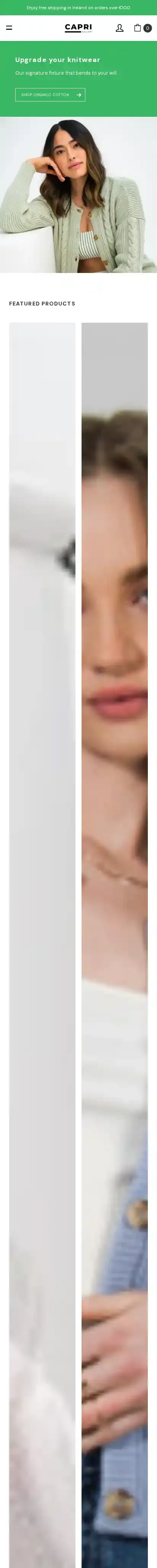 Capri Gallery home page on mobile