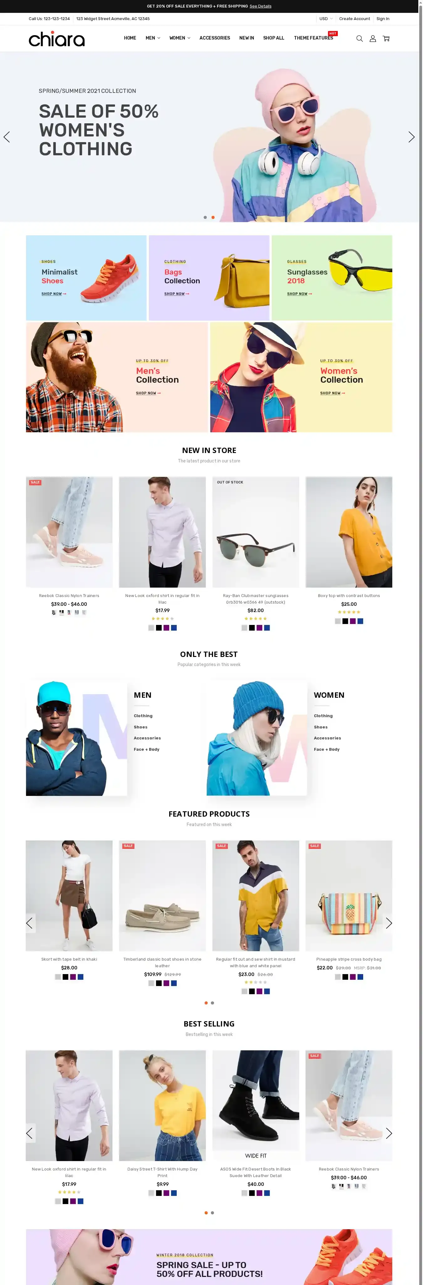 Chiara Fashion home page on desktop